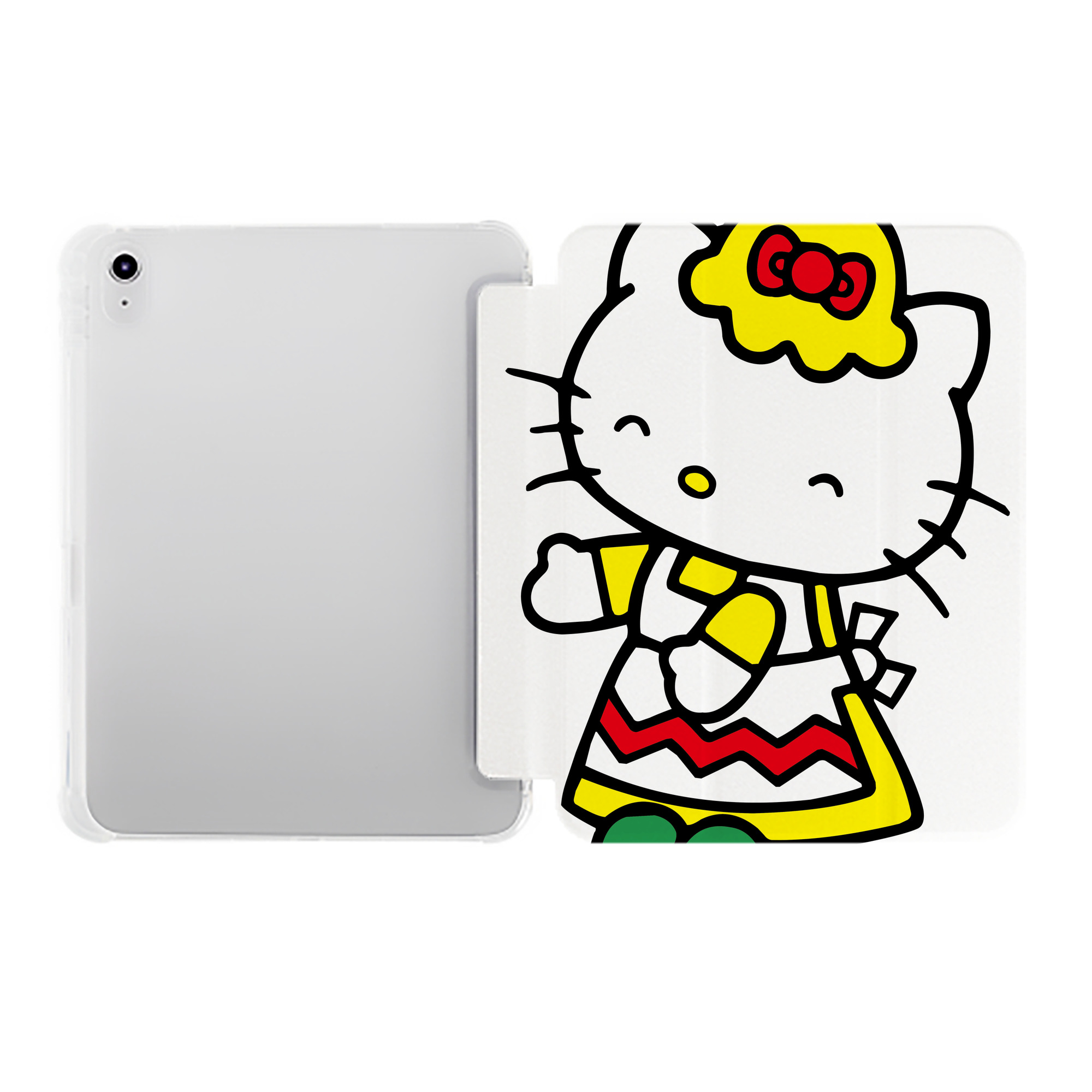（画像用） Hello Kitty ハローキティ IPad ケース ペン収納付き 三つ折りスタンド PUレザー×シリコン 対応機種9.5/10.5/10.9インチ